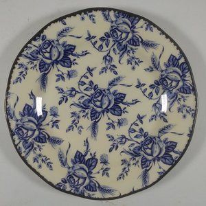 Wood & Sons Vintage Blue and Cream Colonial Rose Pattern 7-7/8 in Salad Plate